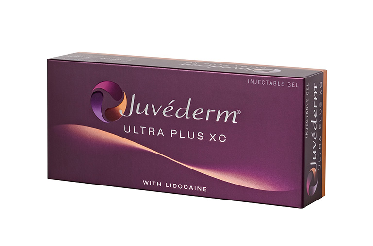 Juvederm Ultra Plus XC injectable gel box.