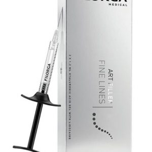 Filorga Art Filler Fine Lines syringe and product box, hyaluronic acid gel with lidocaine.
