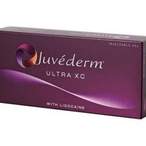 Juvederm Ultra XC injectable gel box with lidocaine.
